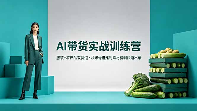 AI带货实战训练营，服装+农产品双赛道，从账号搭建到素材剪辑快速出单-源创文化:轻创终点站