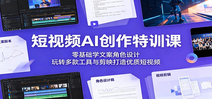 短视频AI创作特训课：零基础学文案角色设计，玩转多款工具与剪映打造优质短视频-源创文化:轻创终点站