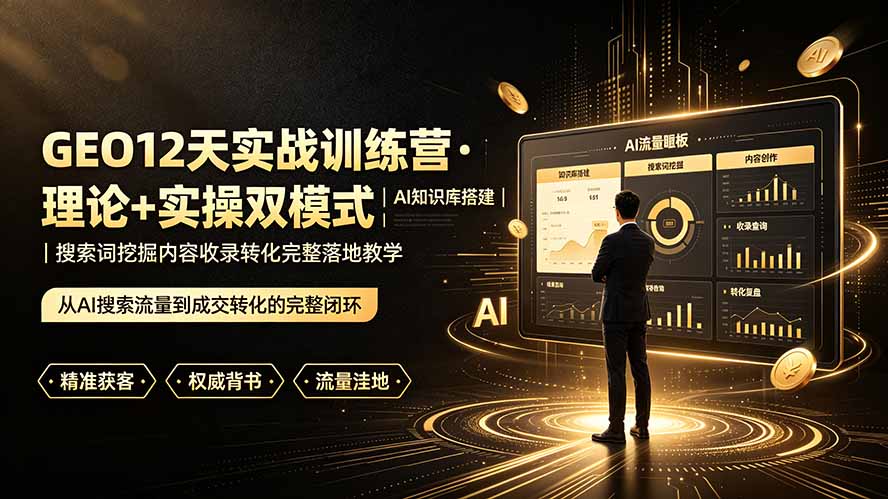 GEO12天实战训练营·理论+实操双模式｜AI知识库搭建｜搜索词挖掘内容收录转化完整落地教学-源创文化:轻创终点站
