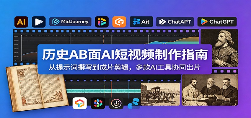 历史AB面AI短视频制作指南：从提示词撰写到成片剪辑，多款AI工具协同出片-源创文化:轻创终点站