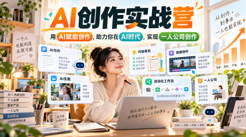 AI创作实战营，用AI赋能创作，助力你在AI时代，实现一人公司创作(更新)-轻创终点站
