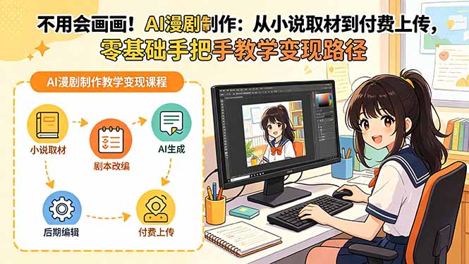 不用会画画！AI漫剧制作：从小说取材到付费上传，零基础手把手教学变现路径-源创文化:轻创终点站
