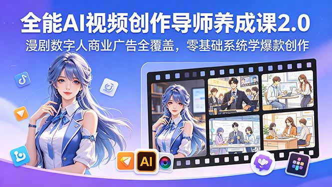 全能AI视频创作导师养成课2.0，漫剧数字人商业广告全覆盖，零基础系统学爆款创作-源创文化:轻创终点站