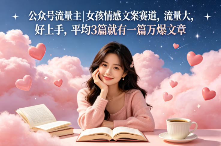 公众号流量主女孩情感文案赛道，流量大，好上手，平均3篇就有一篇万爆文章-源创文化:轻创终点站