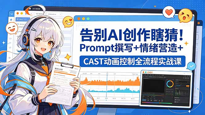 告别AI创作瞎猜！Prompt撰写+情绪营造+CAST动画控制全流程实战课-源创文化:轻创终点站