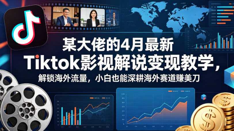 某大佬的4月最新Tiktok影视解说变现教学，解锁海外流量，小白也能深耕海外赛道賺美刀-源创文化:轻创终点站