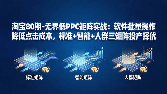 淘宝80期-无界低PPC矩阵实战：软件批量操作降低点击成本，标准+智能+人群三矩阵投产择优-源创文化:轻创终点站