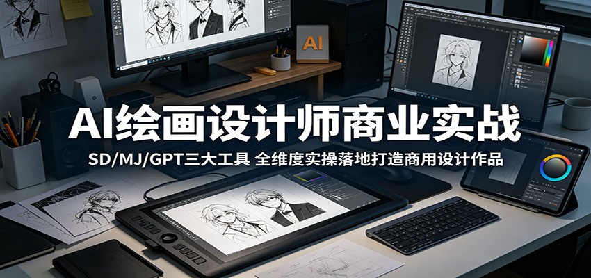 AI绘画设计师商业实战：SD/MJ/GPT三大工具，全维度实操落地打造商用设计作品-源创文化:轻创终点站