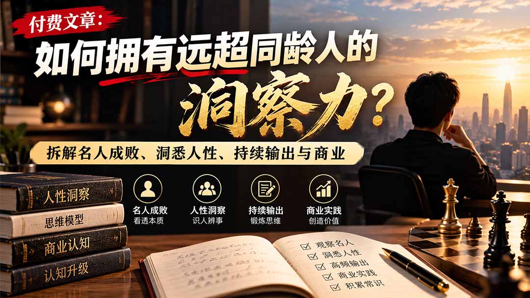 付费文章：如何拥有远超同龄人的洞察力？拆解名人成败、洞悉人性、持续输出与商业实践-轻创终点站