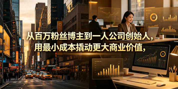 从百万粉丝博主到一人公司创始人，用最小成本撬动更大商业价值-源创文化:轻创终点站
