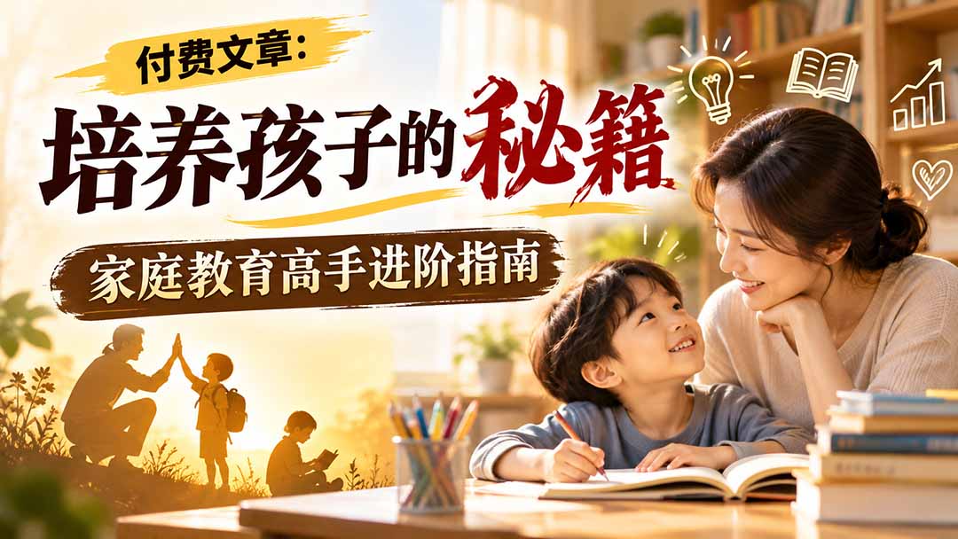 付费文章：培养孩子的秘籍，家庭教育高手进阶指南-轻创终点站