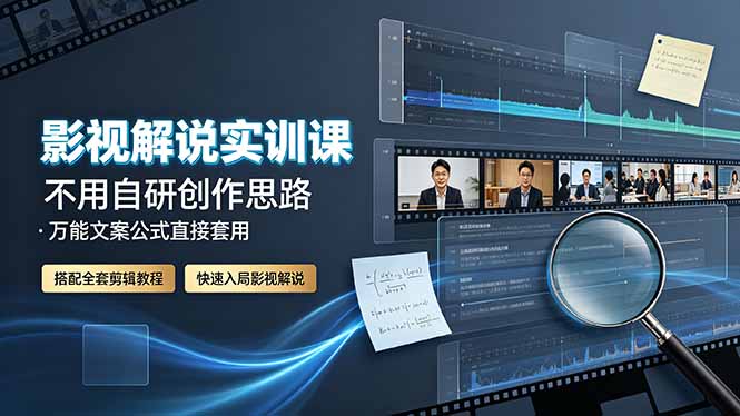 影视解说实训课:不用自研创作思路,万能文案公式直接套用,搭配全套剪辑教程,快速入局影视解说-源创文化:轻创终点站