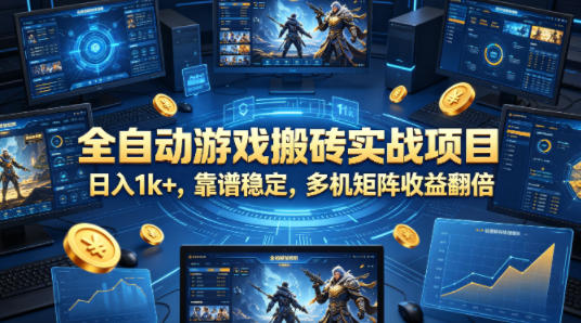 全自动游戏搬砖实战项目，日入1k+，靠谱稳定，多机矩阵收益翻倍【揭秘】-源创文化:轻创终点站