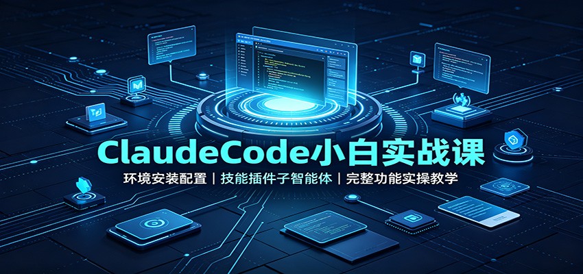 ClaudeCode小白实战课：环境安装配置，技能插件子智能体，完整功能实操教学-轻创终点站