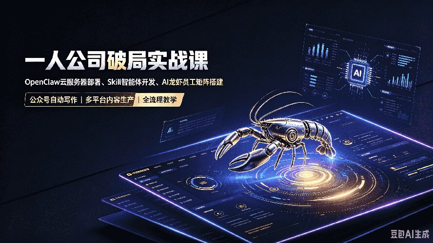 一人公司破局实战课｜OpenClaw云服务器部署、Skill智能体开发、AI龙虾员工矩阵搭建，公众号自动写作与多平台内容...-轻创终点站