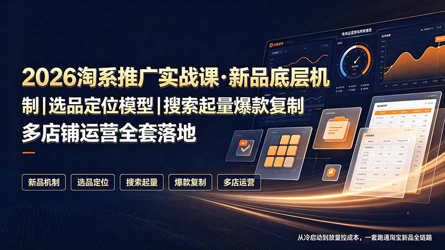 2026淘系推广实战课·新品底层机制｜选品定位模型｜搜索起量爆款复制多店铺运营全套落地教程-源创文化:轻创终点站