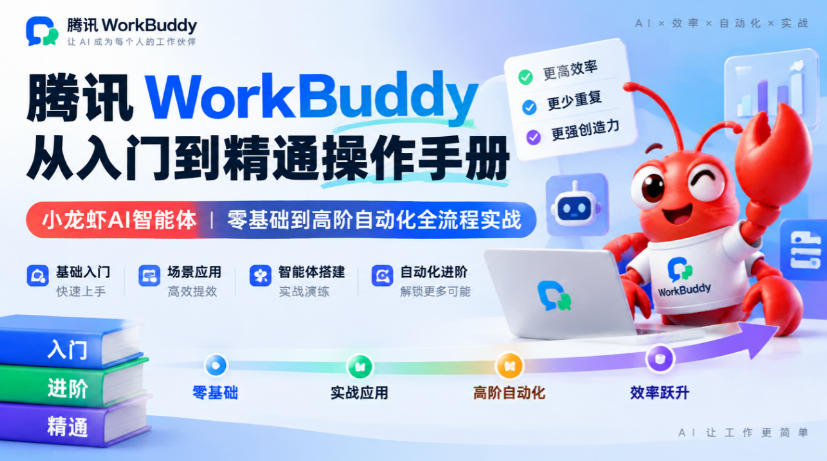腾讯WorkBuddy从入门到精通操作手册｜小龙虾AI智能体，零基础到高阶自动化全流程实战【文档】-轻创终点站