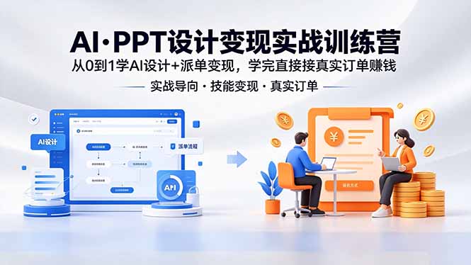 AI·PPT设计变现实战训练营，从0到1学AI设计+派单变现，学完直接接真实订单赚钱-源创文化:轻创终点站