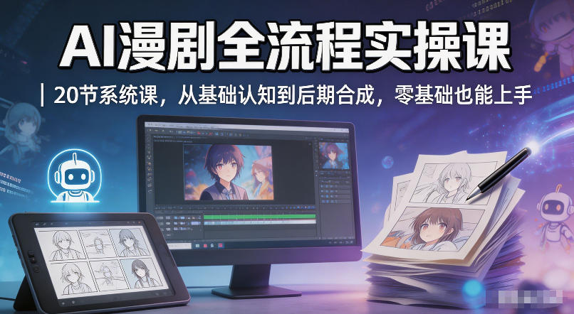 AI漫剧全流程实操课｜20节系统课，从基础认知到后期合成，零基础也能上手-源创文化:轻创终点站