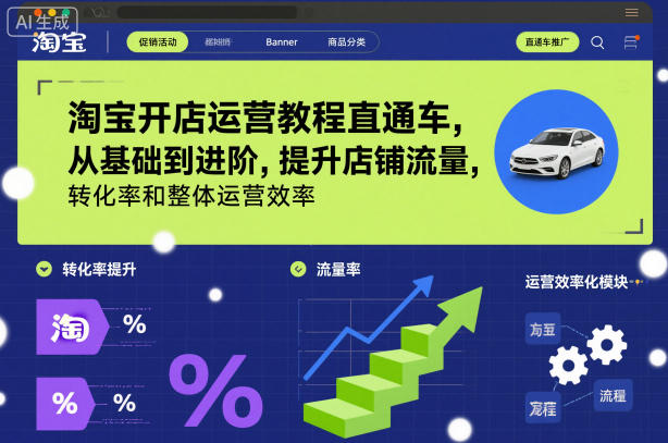 淘宝开店运营教程直通车,从基础到进阶,提升店铺流量,转化率和整体运营效率(更新26年05月27日)-源创文化:轻创终点站