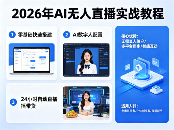 2026年AI无人直播实战教程，零基础也能快速搭建AI数字人无人直播间，实现24小时自动直播带货-源创文化:轻创终点站