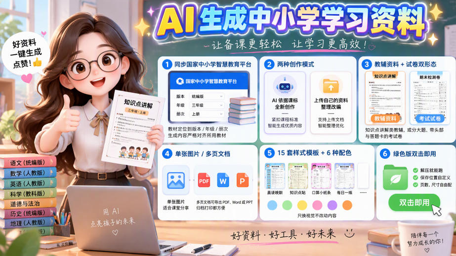 孩子的教辅别再乱买了：同步国家中小学智慧平台，AI一键生成图文教辅和试卷-轻创终点站