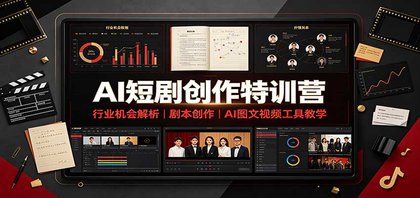 AI短剧创作特训营：行业机会解析，剧本创作，AI图文视频工具教学(文字版)-轻创终点站
