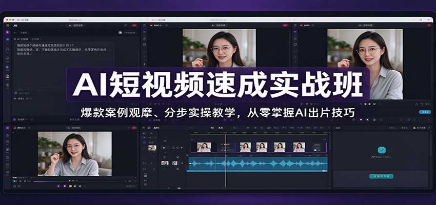 AI短视频速成实战班：爆款案例观摩、分步实操教学，从零掌握AI出片技巧-轻创终点站