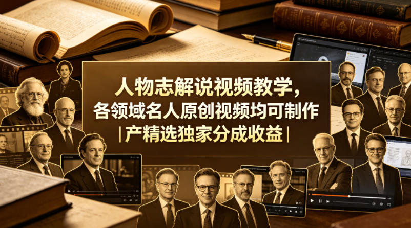 人物志解说视频教学，各领域名人原创视频均可制作丨精选独家分成收益(更新0430)-源创文化:轻创终点站
