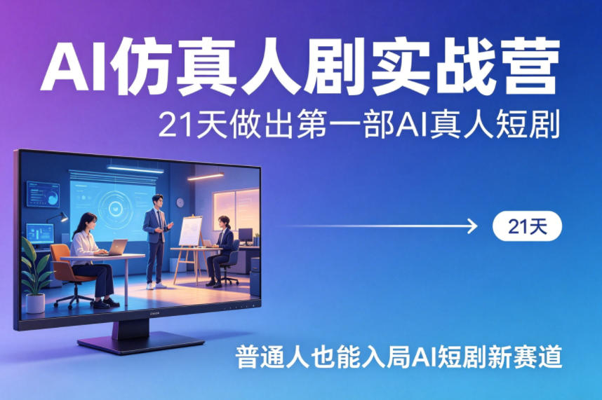 AI仿真人剧实战营，21天做出第一部AI真人短剧，普通人也能入局AI短剧新赛道-源创文化:轻创终点站