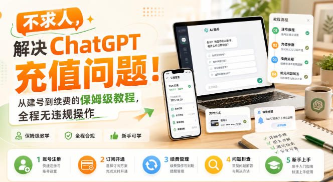 不求人，解决ChatGPT充值问题！从建号到续费的保姆级教程，全程无违规操作-轻创终点站