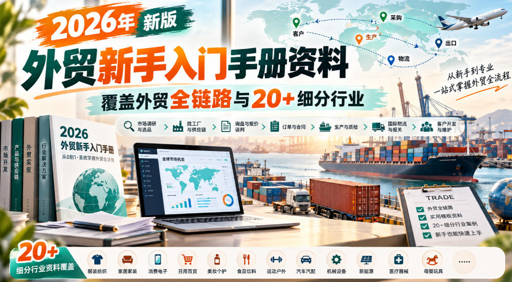 2026年新版外贸新手入门手册资料，覆盖外贸全链路与20+细分行业-轻创终点站