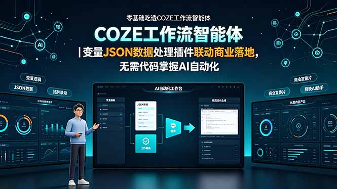 零基础吃透COZE工作流智能体｜变量JSON数据处理插件联动商业落地，无需代码掌握AI自动化-源创文化:轻创终点站