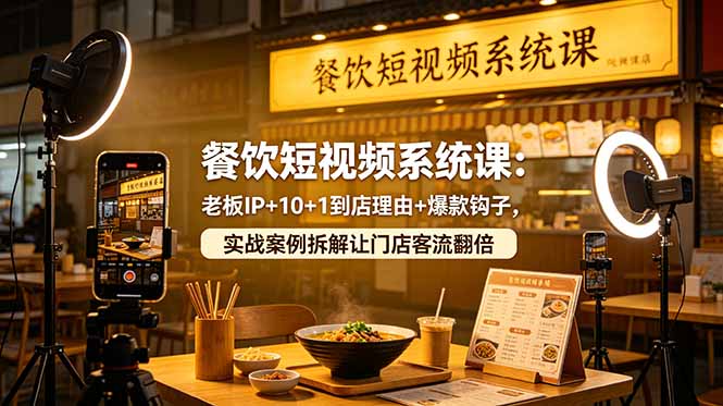 餐饮短视频系统课：老板IP+10+1到店理由+爆款钩子，实战案例拆解让门店客流翻倍-源创文化:轻创终点站