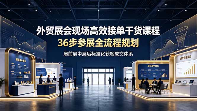 外贸展会现场高效接单干货课程，36步参展全流程规划，展前展中展后标准化获客成交体系-源创文化:轻创终点站
