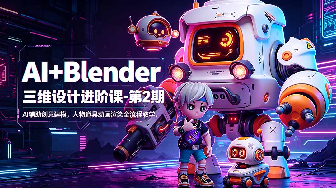 AI+Blender三维设计进阶课-第2期：AI辅助创意建模，人物道具动画渲染全流程教学-源创文化:轻创终点站
