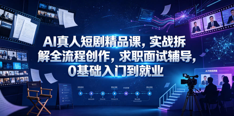 AI真人短剧精品课，实战拆解全流程创作，求职面试辅导，0基础入门到就业-源创文化:轻创终点站