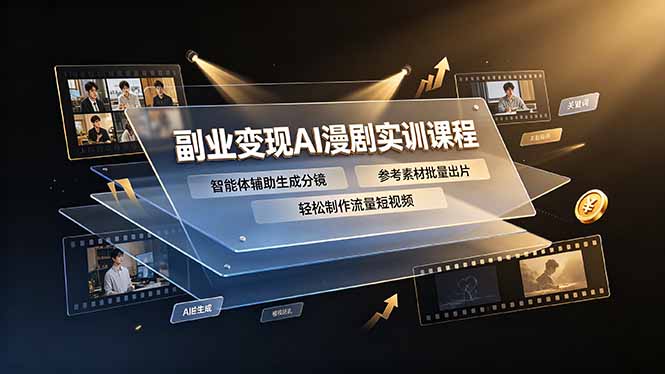 副业变现AI漫剧实训课程，智能体辅助生成分镜，参考素材批量出片，轻松制作流量短视频-源创文化:轻创终点站