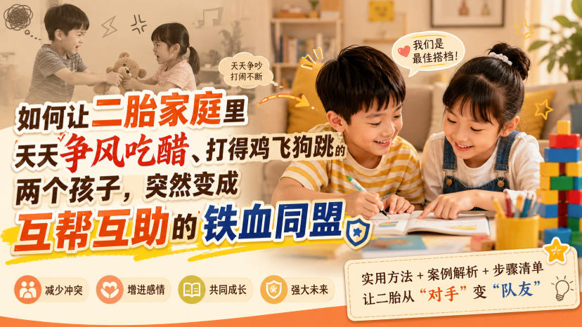 付费文章：如何让二胎家庭里天天争风吃醋、打得鸡飞狗跳的两个孩子，突然变成互帮互助的铁血同盟？-轻创终点站