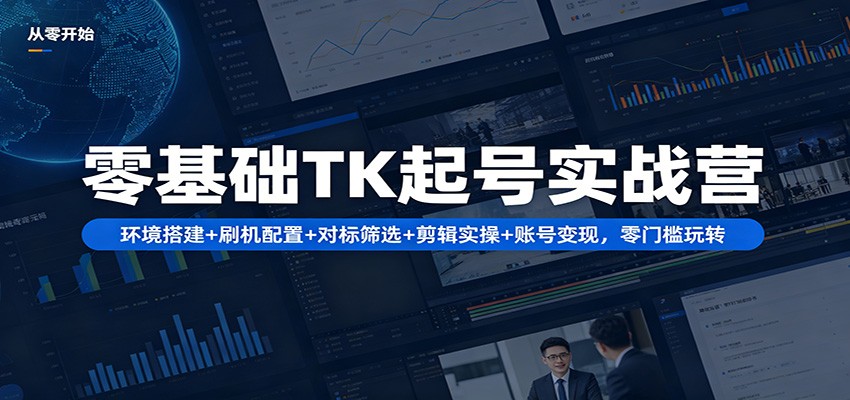 零基础TK起号实战营：环境搭建+ 刷机配置+对标筛选+剪辑实操+账号变现，零门槛玩转-源创文化:轻创终点站