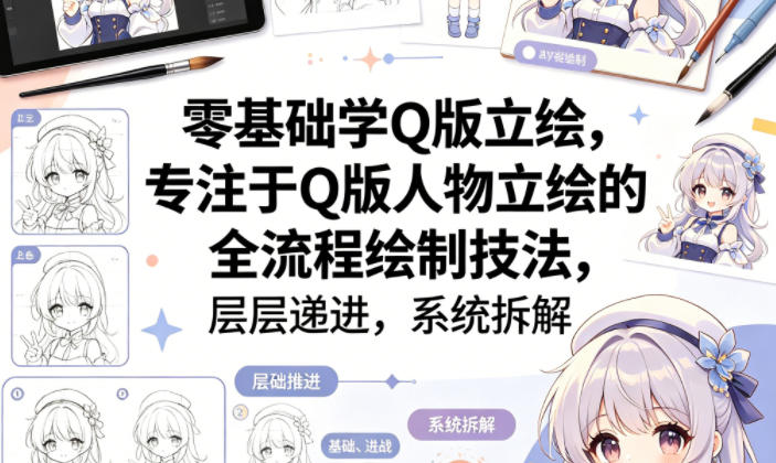 零基础学Q版立绘，专注于Q版人物立绘的全流程绘制技法，层层递进，系统拆解-源创文化:轻创终点站