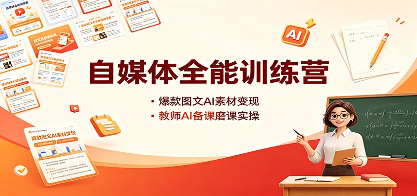 自媒体全能训练营：爆款图文AI素材变现，教师AI备课磨课实操-轻创终点站