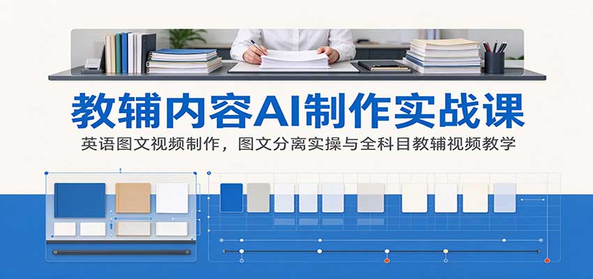 AI制作教辅内容实战课：英语图文视频制作，图文分离实操与全科目教辅视频教学-轻创终点站