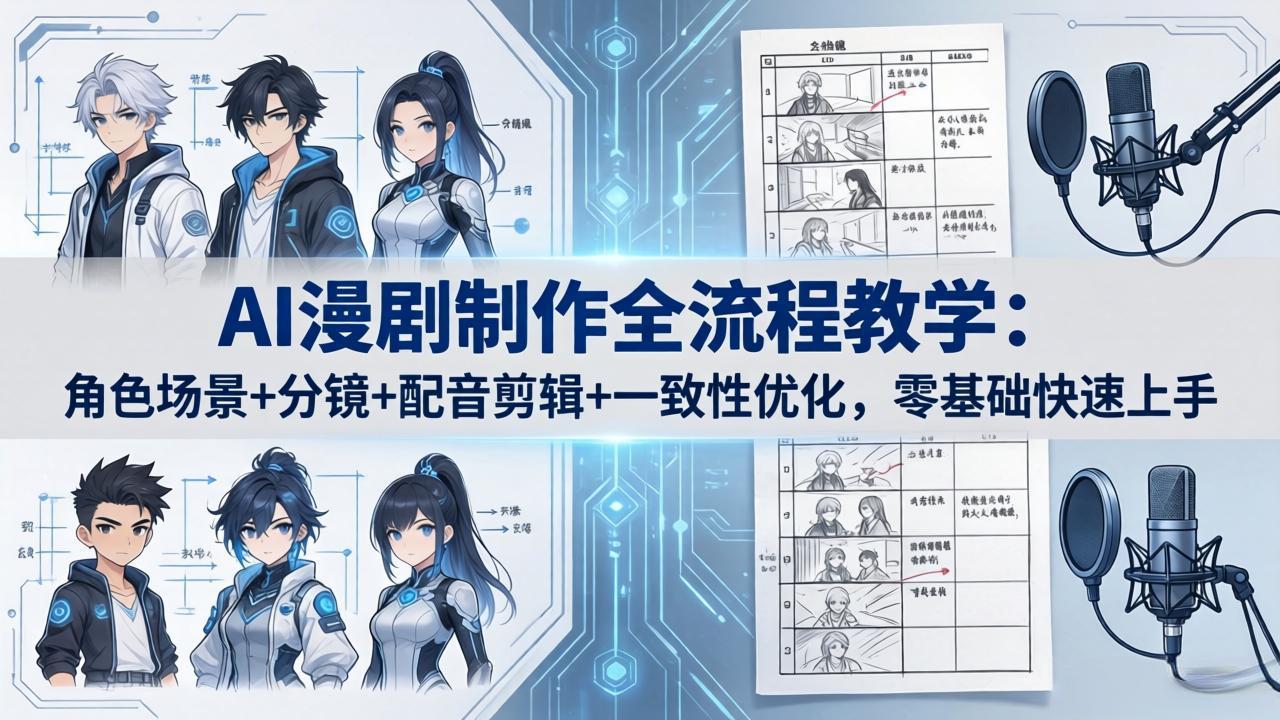 AI漫剧制作全流程教学：角色场景+分镜+配音剪辑+一致性优化，零基础快速上手-源创文化:轻创终点站