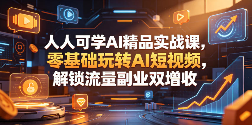 人人可学AI精品实战课，零基础玩转AI短视频，解锁流量副业双增收-源创文化:轻创终点站