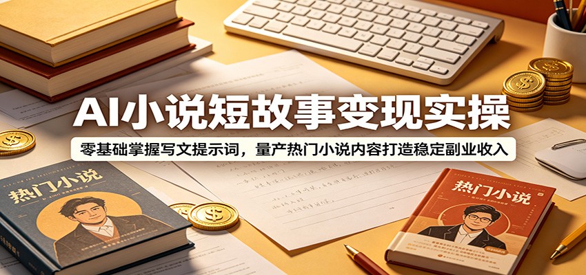 AI小说短故事变现实操：零基础掌握写文提示词，量产热门小说内容打造稳定副业收入-源创文化:轻创终点站