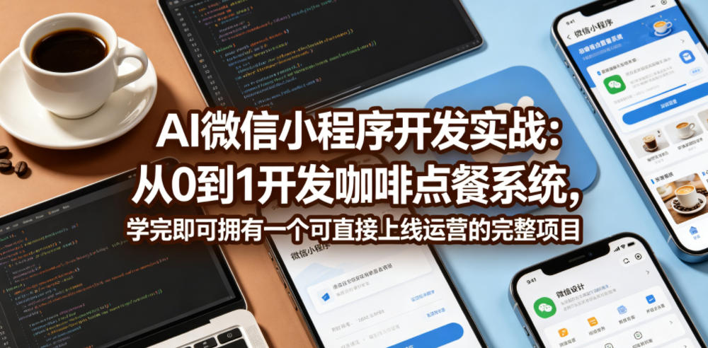 AI微信小程序开发实战：从0到1开发咖啡点餐系统，学完即可拥有一个可直接上线运营的完整项目-源创文化:轻创终点站