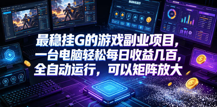 最稳挂G的游戏副业项目,一台电脑轻松每日收益几百,全自动运行,可以矩阵放大【揭秘】-源创文化:轻创终点站