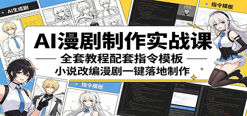 AI漫剧制作实战课：全套教程配套指令模板，小说改编漫剧一键落地制作-源创文化:轻创终点站