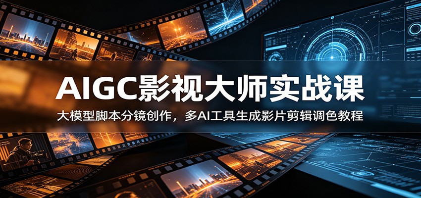 AIGC影视大师实战课：大模型脚本分镜创作，多AI工具生成影片剪辑调色教程-源创文化:轻创终点站